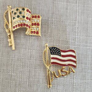 2 USA Flag Pins